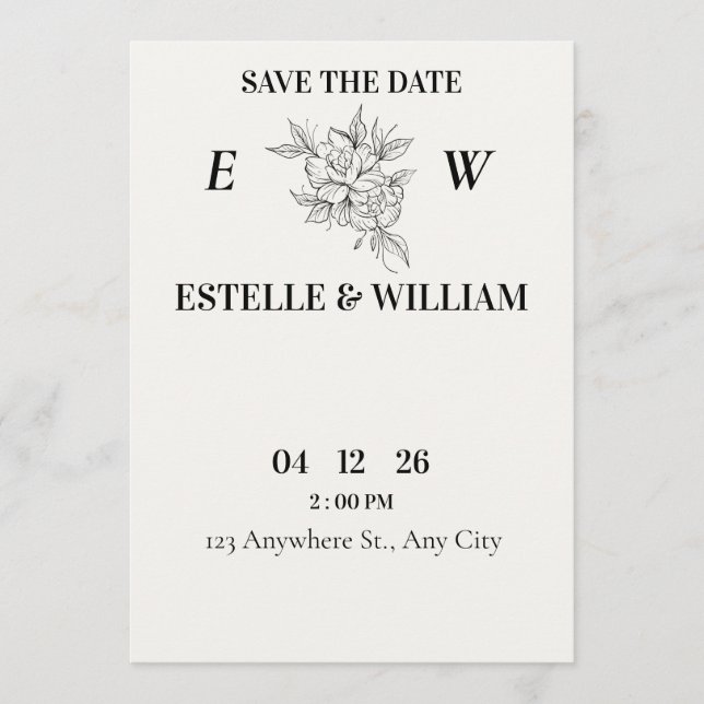 Art Deco Wedding Save the Date Card  Spara Datumet (Framsida)