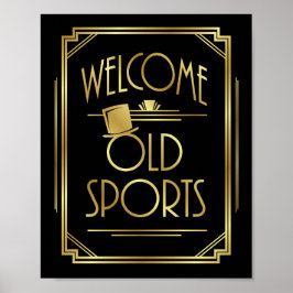 Art Deco WELCOME OLD SPORTS Sign Skriv ut Poster