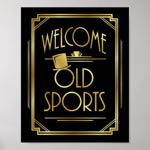 Art Deco WELCOME OLD SPORTS Sign Skriv ut Poster