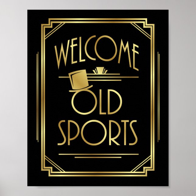 Art Deco WELCOME OLD SPORTS Sign Skriv ut Poster (Framsidan)