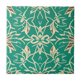 Art Deco Whimsical Blommigt Tile Kakelplatta