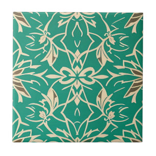Art Deco Whimsical Blommigt Tile Kakelplatta