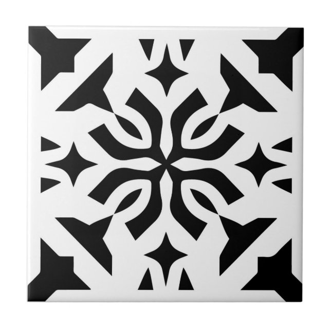 Art Deco White Black Ceramic Tile Kakelplatta (Framsidan)