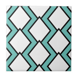 Art Deco White Diamonds Tile 2 Kakelplatta