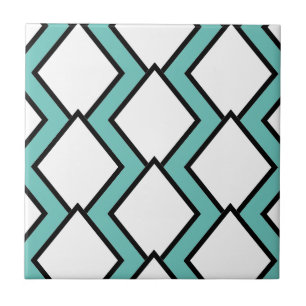 Art Deco White Diamonds Tile 2 Kakelplatta