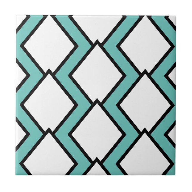 Art Deco White Diamonds Tile 2 Kakelplatta (Framsidan)