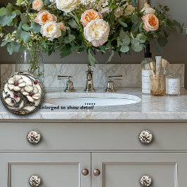 Art Deco White Glass Flower Elegant Red Ruby Pärlo Knopp