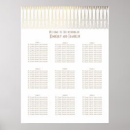 Art Deco White och Guld Bröllop Sekvensdiagram Poster