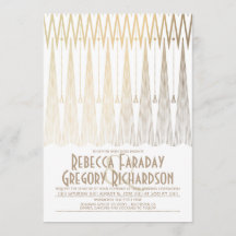 Art Deco White och Guld Elegant Geometric Bröllop