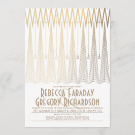 Art Deco White och Guld Elegant Geometric Bröllop Inbjudningar