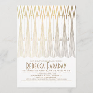 Art Deco White och Guld Gatsby Möhippa Inbjudningar