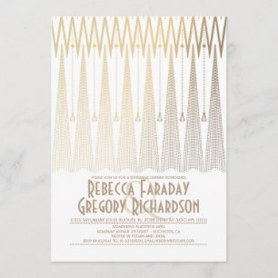 Art Deco White och Guld Gatsby Rehearsal Dinner Inbjudningar