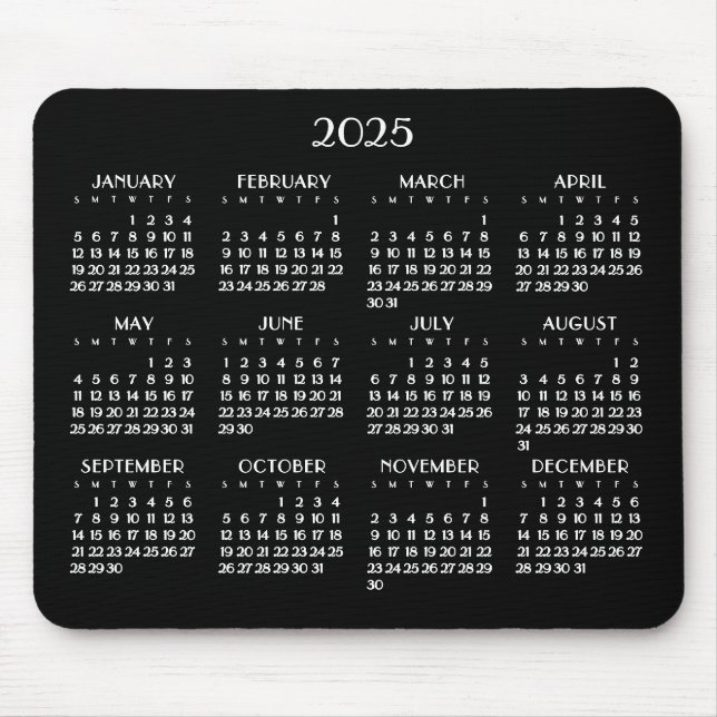 Art Deco White Yarly Calendar 2025 Musmatta (Framsidan)