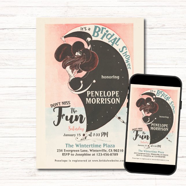 Art Deco Winter Woman Skating Möhippa Inbjudningar (Skapare uppladdad)