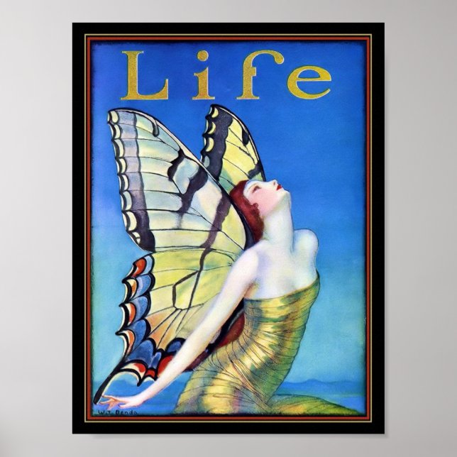 Art Deco Woman Butterfly Poster (Framsidan)