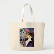 Art Deco Woman i Scarf Large Tote Bag