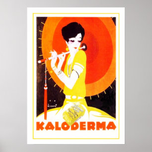 Art Deco Woman med Umbrella Poster