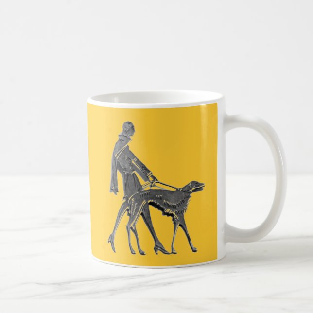 Art Deco Woman och Hund Kaffemugg (Höger)