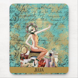 Art Deco Woman Personlig Musmatta
