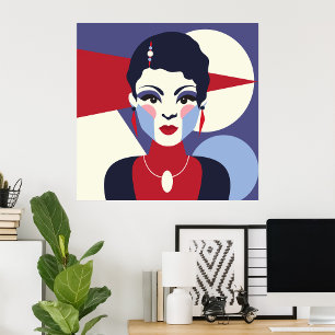Art Deco Woman Porträtt Poster