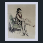 Art Deco Woman Poster<br><div class="desc">En vacker kvinnas svarta och vita penna teckning, klädd i mode 1920. Ljusfärgning av rött.</div>