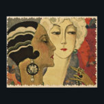 Art Deco Women Trätavla<br><div class="desc">Ett par sofistikerade kvinnor med perifera hårstilar. En vacker illustration för alla som uppskattar Art Deco-eran.</div>