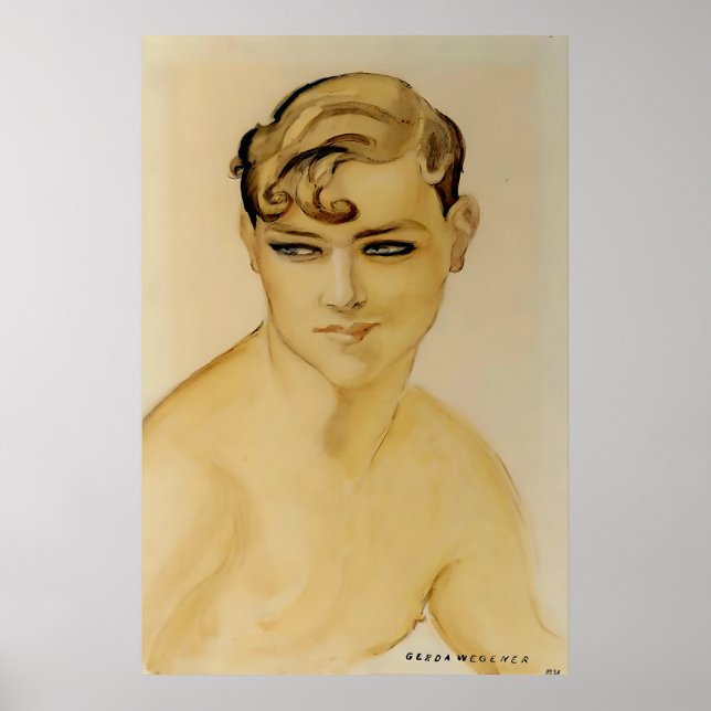 Art Deco Young Man Bare Chsted" av Gerda Wegener Poster (Framsidan)