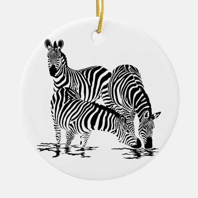 Art Deco Zebra Julgransprydnad Keramik (Framsidan)