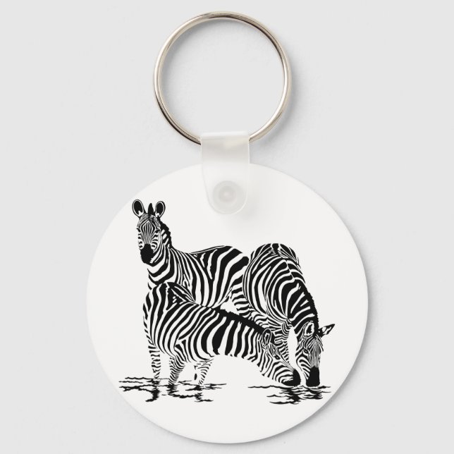 Art Deco Zebra Nyckelring (Framsida)