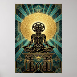 Art Deco Zen Film Meditation Guld & Teal Poster