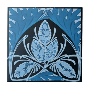 Art décoblått kakelplatta