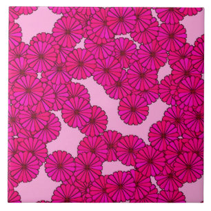 Art décoblommamönster - magenta på rosor kakelplatta
