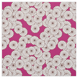 Art décoblommamönster - vit på burgundy tyg