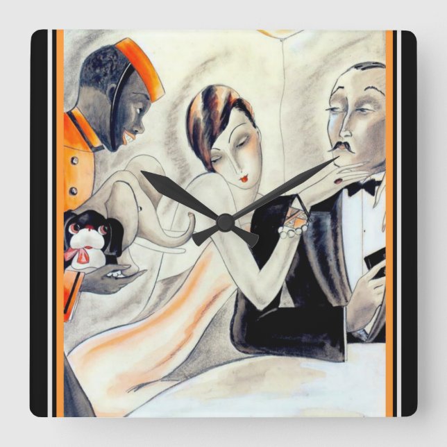 Art décodesignen tar tid på vid dodoen fyrkantig klocka (Framsida)