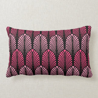 Art décofjädermönster, rosa och svart Fuchsia Lumbarkudde