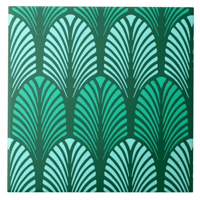 Art décofjädermönster, turkos och Aqua Kakelplatta (Framsidan)