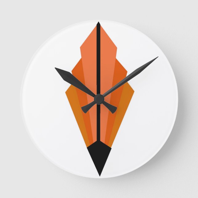 Art décofläktmönster i orange rund klocka (Framsida)