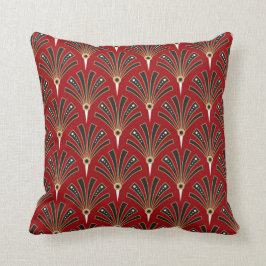 Art décofläktmönster på röda 2 kudde