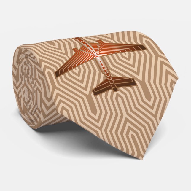 Art décoflygplan, brons, guld och rostar brunt slips (Rullad)