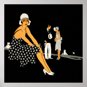 Art décokvinnan skor Polka pricker svart Poster