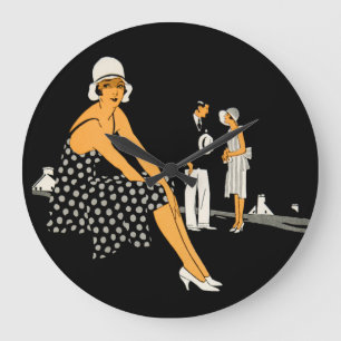Art décokvinnan skor Polka pricker svart Stor Klocka