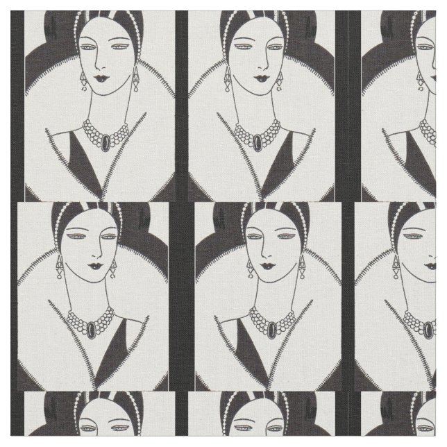 art décokvinnatryck 1928 tyg (Närbild)