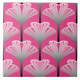 Art décolilja, Fuchsia rosor och silvergrått Kakelplatta