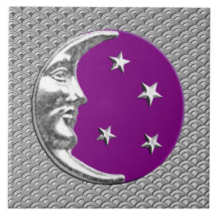 Art décomåne och stjärnor - Amethyst lilor & Kakelplatta