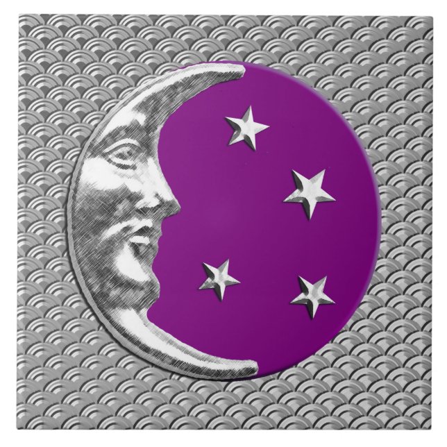 Art décomåne och stjärnor - Amethyst lilor & Kakelplatta (Framsidan)