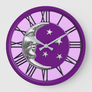 Art décomåne och stjärnor - Amethyst lilor & Stor Klocka