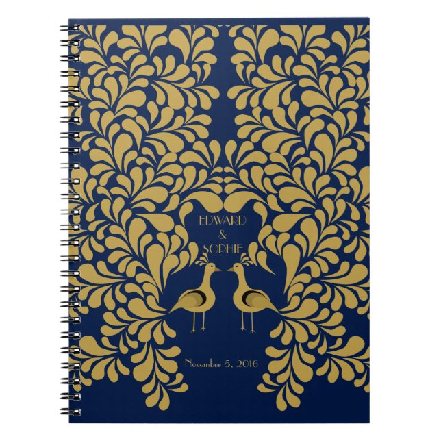 Art décopåfågel 1920 som gifta sig gästboken anteckningsbok (Framsidan)