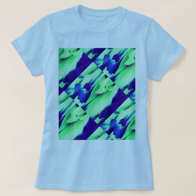 Art Decor Blue-grädde mönster T Shirt (Design framsida)
