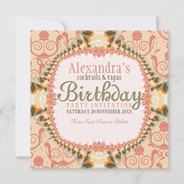 Art Decor & Snöre Birthday Cocktail-inbjudan till  Inbjudningar (Framsida)