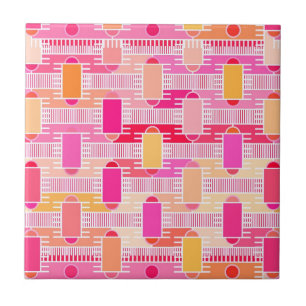 Art Decos industriella chic - rosa, persikor, guld Kakelplatta